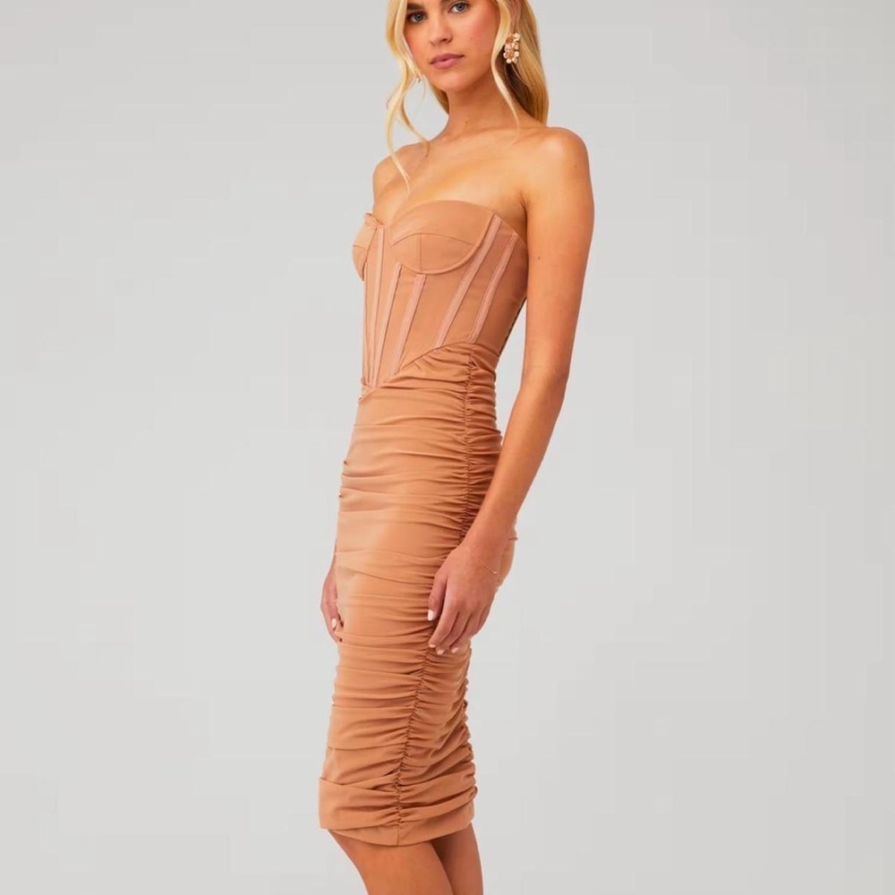 Bardot Nude Lithium Mesh Midi Dress
